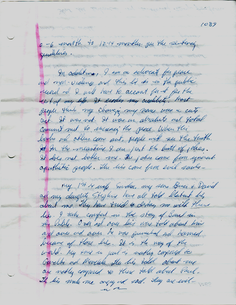 Dr John WorldPeace 2008 Prison Journal